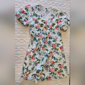 Old Navy Floral Wrap Dress 🌸 Puff Sleeve Cottagecore – Size M